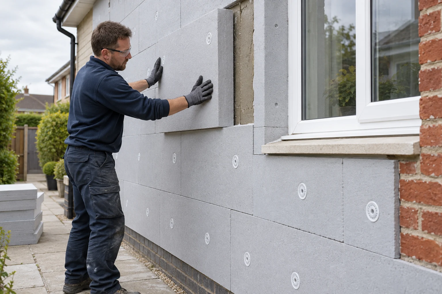 Installing external insulation on a British home